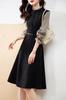Seira Midi Long Flared Check Ruffle Spring Women's Dress, Sleeve, Dress, Pattern, Neck, A-Line, Stylish, Elegant, Fall, Winter,