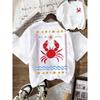 Out of Office Krabben Grafik T-Shirt, Sommer Strand Ozean Print Lässiges T-Shirt, Weißes Kurzarm Rundhals Oberteil für Damen Herren
