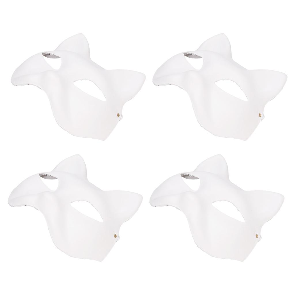 10 STÜCKE Katze Therian Gesichtsmaske Papier DIY Handbemalt Blanko Tier Katze Halbgesichtsmaske mit Fell und