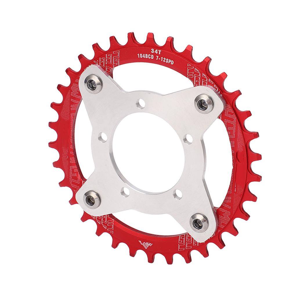34T 104 BCD Electric Bike Chainring and Adapter for Bafang BBS01 BBS02 Mid Drive Motor Red