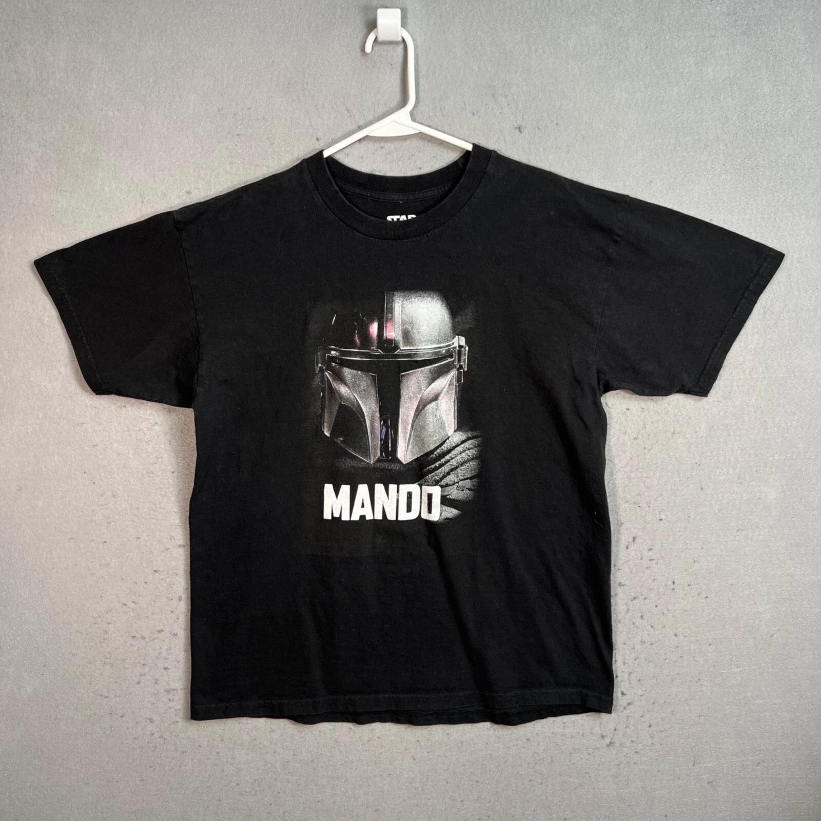 Star Wars Mad Engine Mando Graphic T-Shirt Large Black Cotton Short Sleeve Mens 4XL