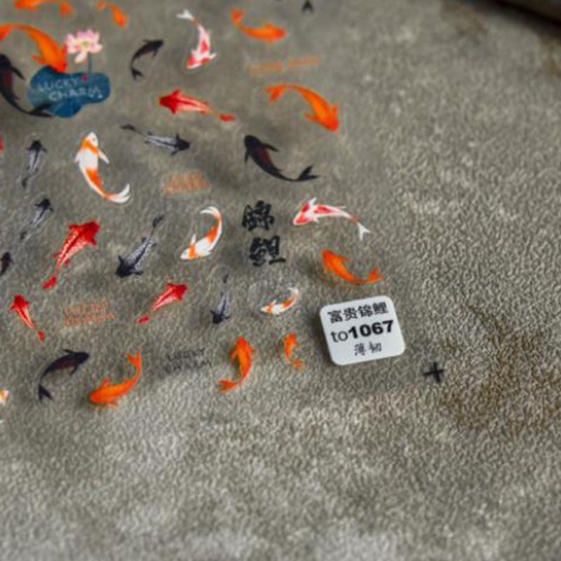 Red Koi Fish Goldfish 5D Nail Sticker Lettering 3D Stickers Chinese Nail Art Design Decal Nail Supplies