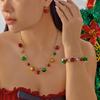 Colorful Christmas Bracelet Necklace Earrings Set for Women Jingle Bell Snowman Bracelet Set Festival Party Jewelry Gift