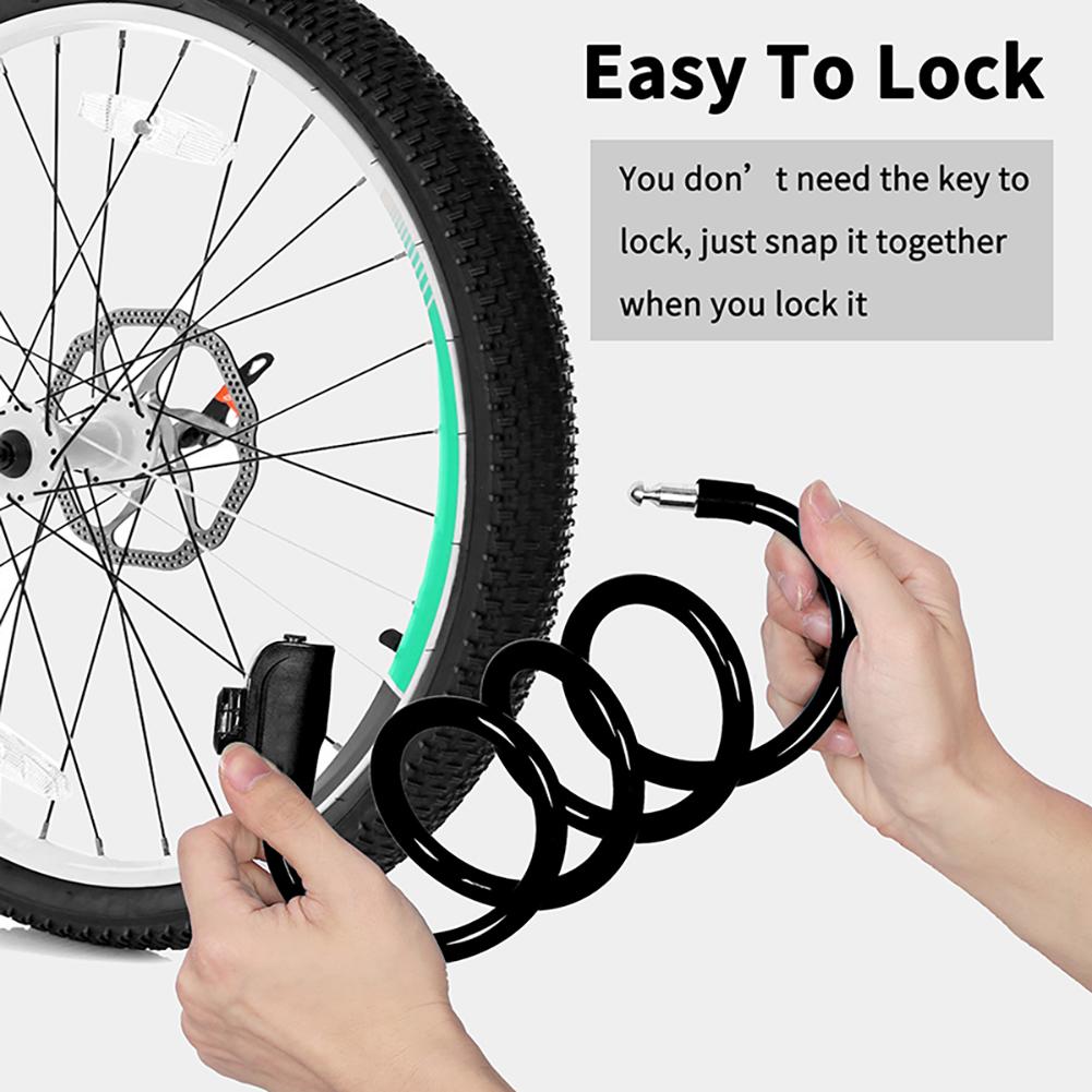 1.2M Portable Bicycle Lock PVC Steel Cable Anti-theft Waterproof Cycling Lock Portable Extended Thick Mountain Bike Lock