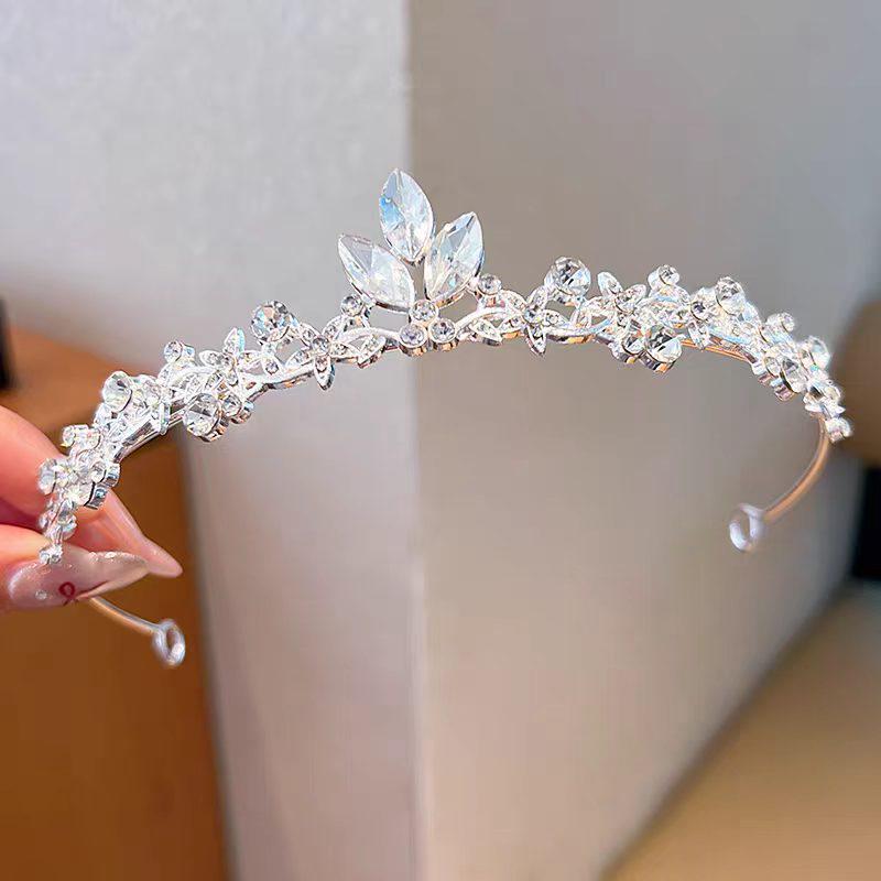 Children's Princess Crystal Crown Headband for Girls' Birthday Performance, Multi-Color Oval-Cut Hair Accessory