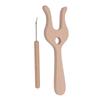 Kit Forchetta e Ferri da Maglia Legno di Faggio Finitura Liscia Forchetta di Legno Kit Ferri Intrecciatori per Artigianato