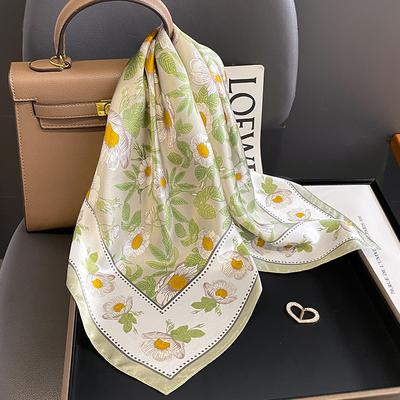 New Retro Small Floral Mulberry Silk Scarf Shawl Fashionable Small Fresh Age-reducing Scarf Women's Versatile Square Scarf