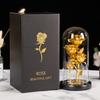 Three Gold Leaf Flower Glass Cover Ornament, Creative Lover's Mother's Day Gift Eternal Rose Ornament