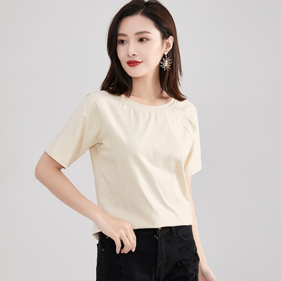 Spring New Short-sleeved Ins Korean Version T-shirt Girls Round Neck Casual Printed Tops Fashionable and Cute Women's Clothing