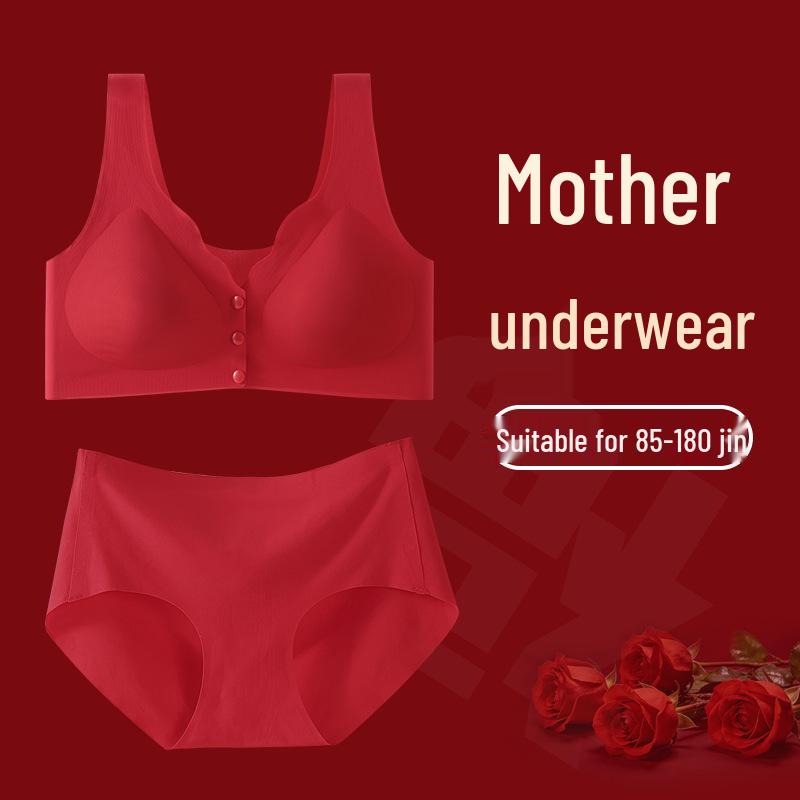 2026 Year of the Horse Zodiac Red Seamless Front Closure Bra & Briefs Plus Size Lingerie Set