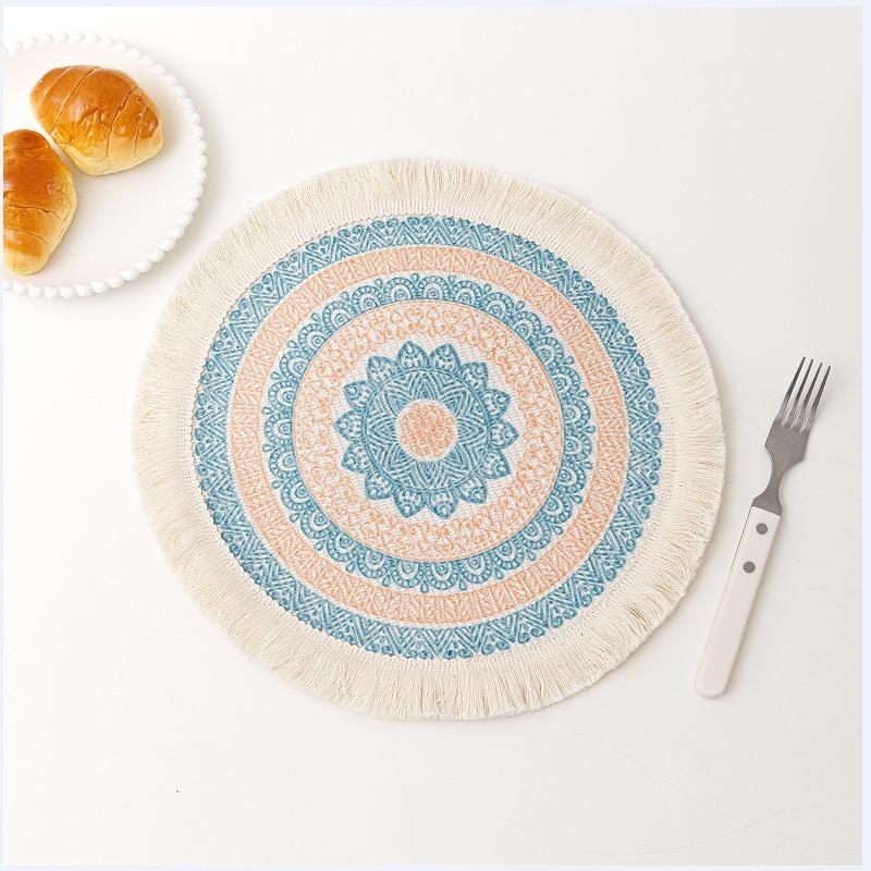 Coaster, Nordic fabric, tassel insulation mat, heat-resistant home pot mat, dining mat, Bohemian decorative mat