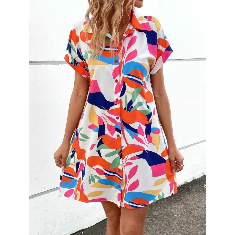 BITCED Fashion Summer Spring Short Sleeve POLO Neck Casual Dresses