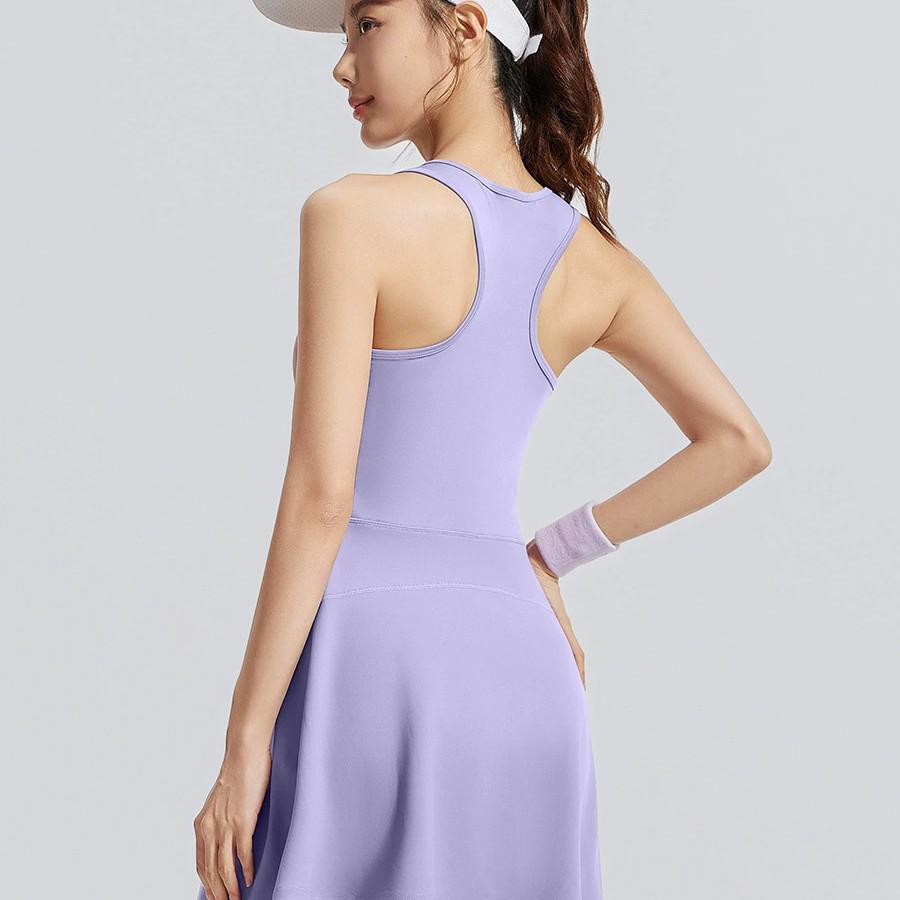 Kangnian Zipper Jumpsuit Skirt: Anti-Exposure Tennis & Running Dress