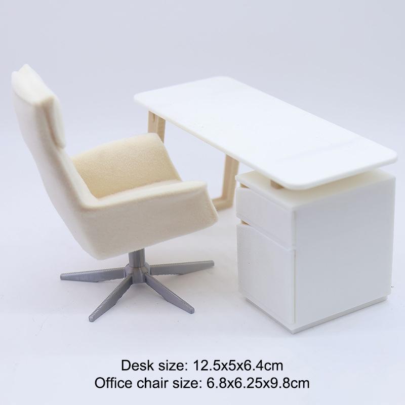 

1/12 Dollhouse Simulation Office Desk Chair Model Dollhouse Office Room Furniture Decoration Micro Scene Construction Props A3