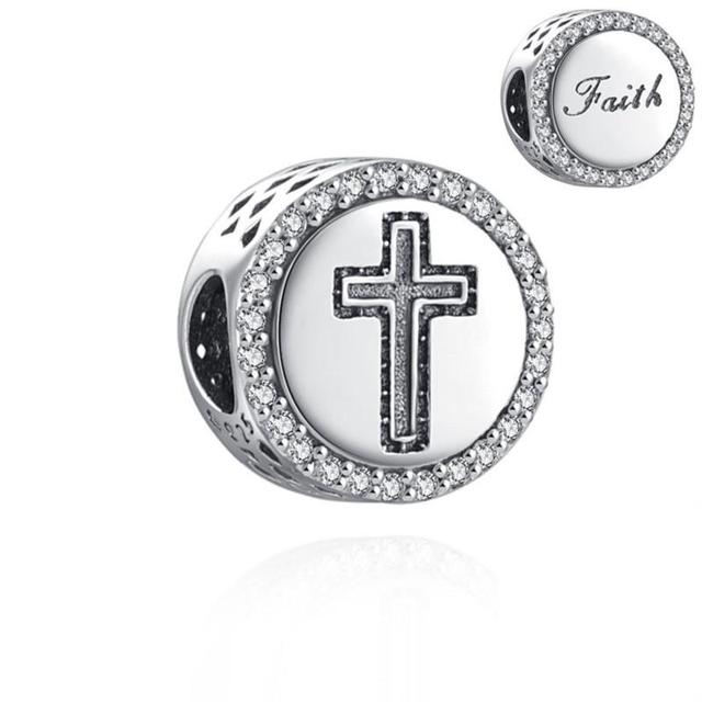 Faith Blessed Modlitba Cross Charm Bead Fit Originální módní náramek Diy pro dámské šperky