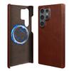 For Samsung S26 Ultra Case Magnetic Magsafe Oil Wax Genuine Leather Phone Cases For Galaxy S25 S24 S23 S22 Cover Wireless Charge