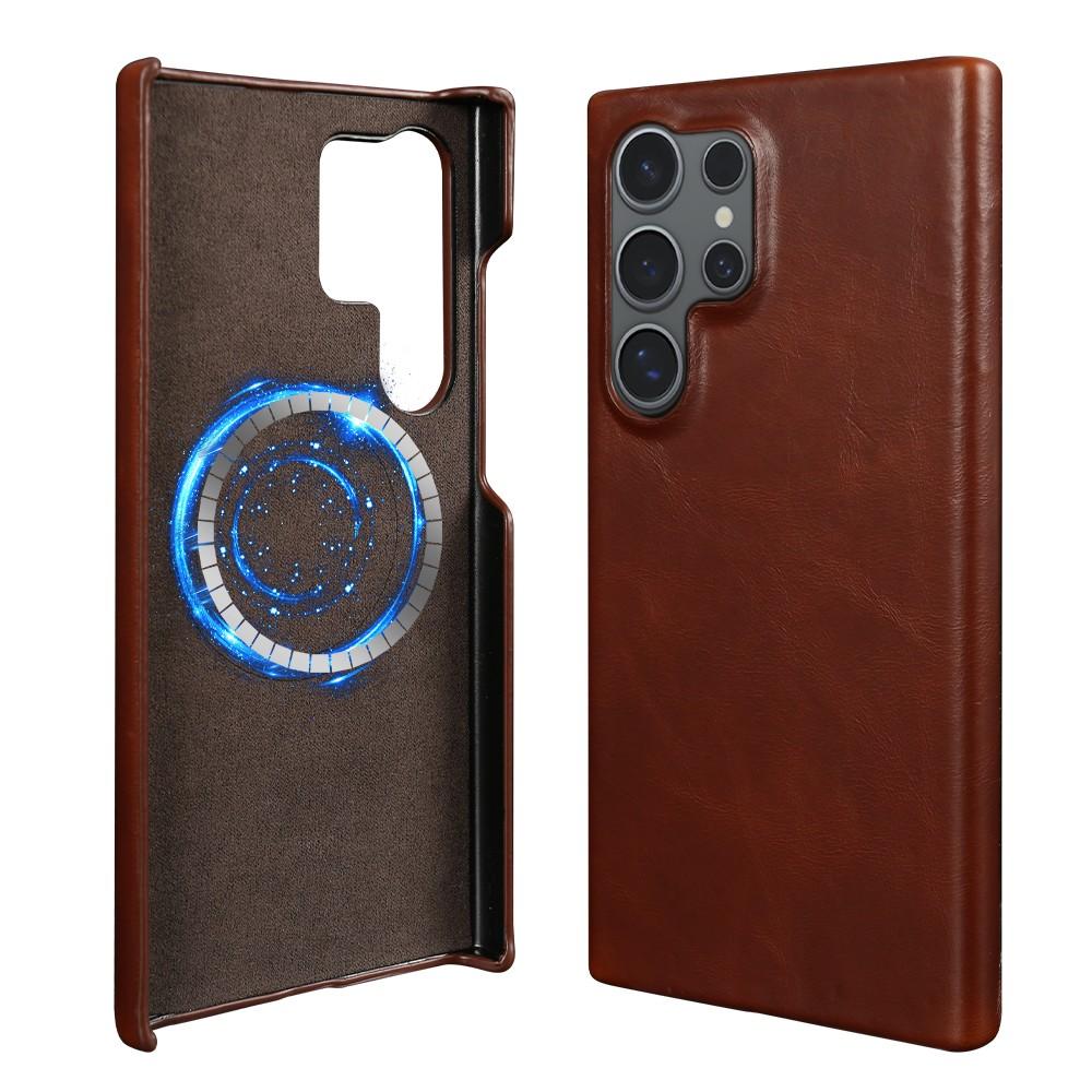 For Samsung S26 Ultra Case Magnetic Magsafe Oil Wax Genuine Leather Phone Cases For Galaxy S25 S24 S23 S22 Cover Wireless Charge