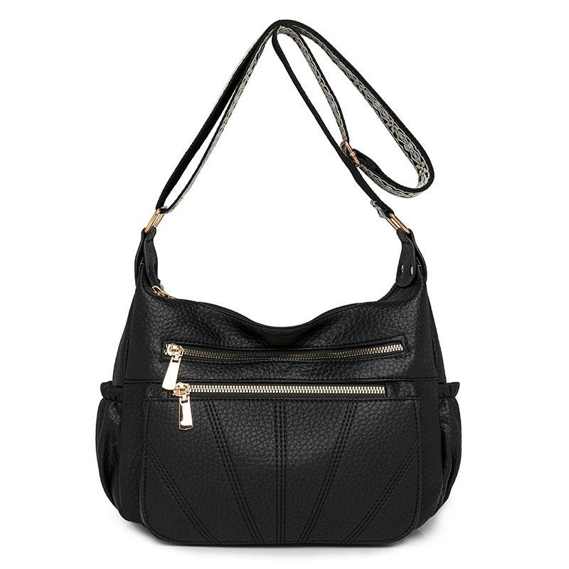 

Сумка для женщин среднего возраста, сумка для мам, женская сумка, сумка через плечо с несколькими отделениями, сумка из мягкой кожи большой вместимости, сумка через плечо 30x15x20cm чёрный