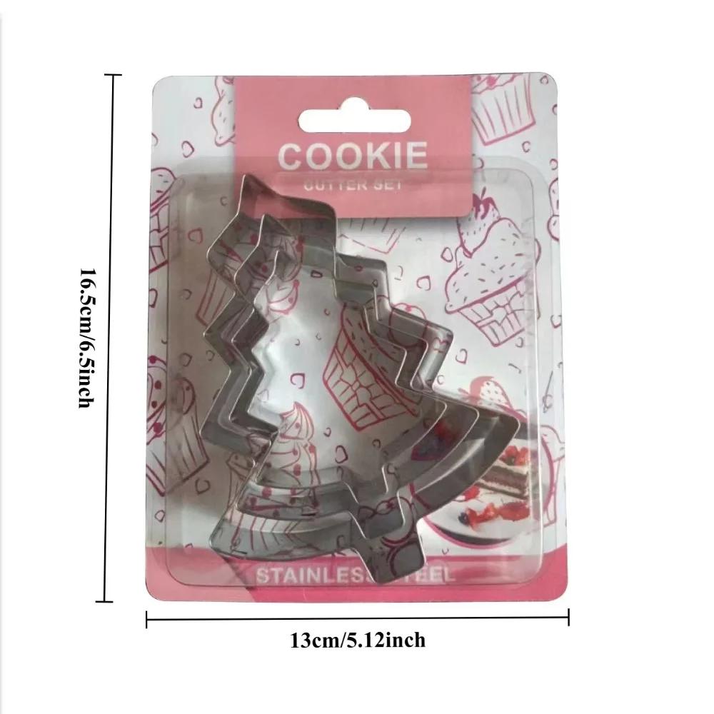 3PCS Christmas Tree Cookie Cutter Set Stainless Steel Biscuit Mold for Baking Cake Dough Pastry Holiday Baking Tools Gift Idea
