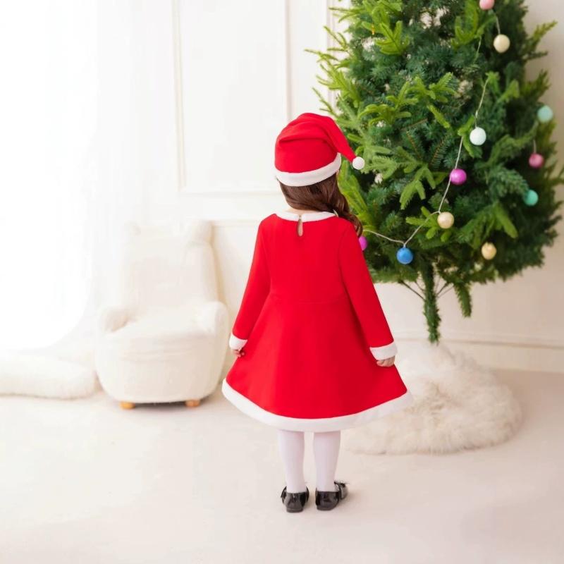 Girls Christmas Dress Girls Gold Velvet High-end Princess Dress Christmas COS Costume