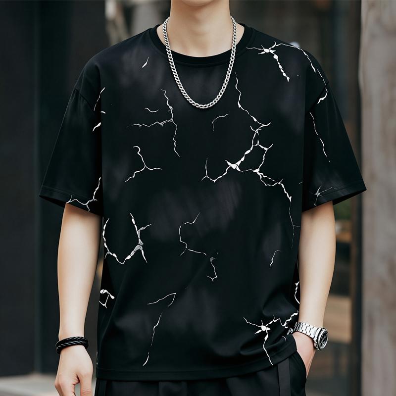 Men's Plus Size Cracked Print T-Shirt – Tie Dye Short Sleeve Casual Tee (Sizes 5XL-11XL) Lightweight Summer Top