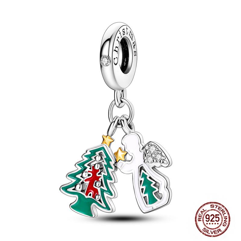 Christmas Charms Copper Fit Pendant Original Bracelets Santa Claus Snowflake Tree Gingerbread Man Beads Diy Jewelry