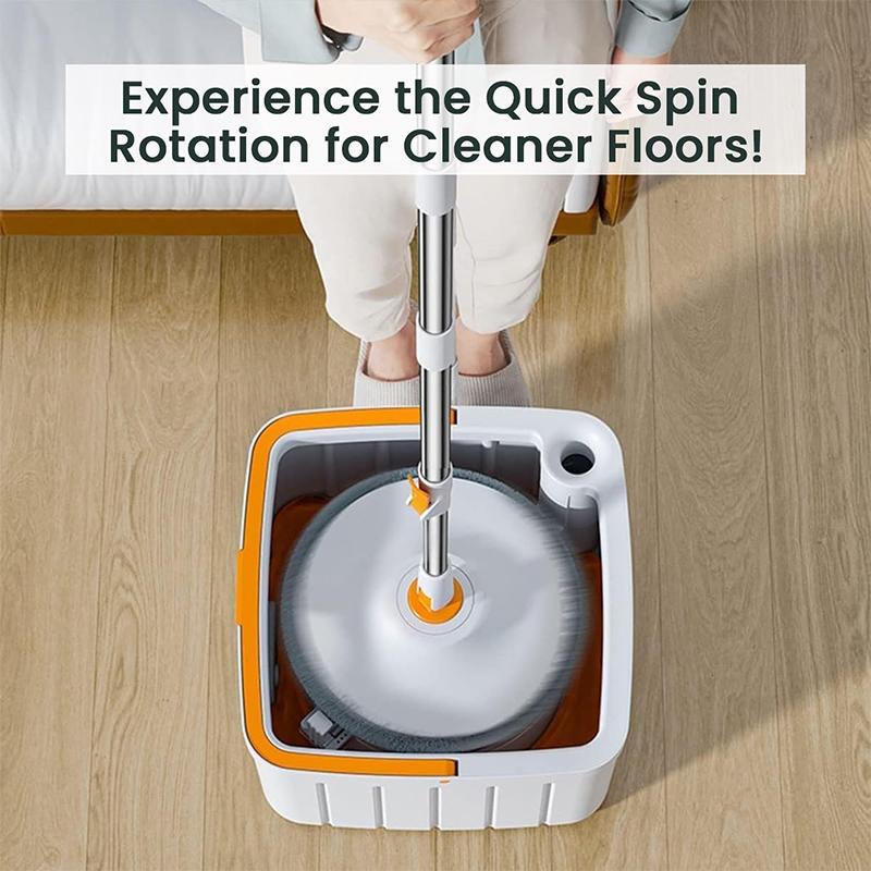 Wet and Dry Bucket Mop Set - 360° Rotating Mop-Head with Extendable Handle Self-Separation for Dirty & Clean Water Bucket Mop