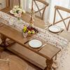 Embroidered Flower Table Runner Sheer Mesh Gauze Tablecloth for Spring Summer Delicate Floral Lace Table Decor for Wedding Party Dining Table