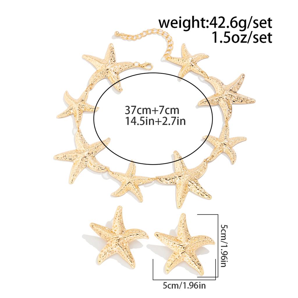 Ingemark Punk Boho Metall Großer Seestern Stern Anhänger Choker Halskette Ohrstecker für Damen Trendig 2026 Y2K Schmuckset Geschenk Neu