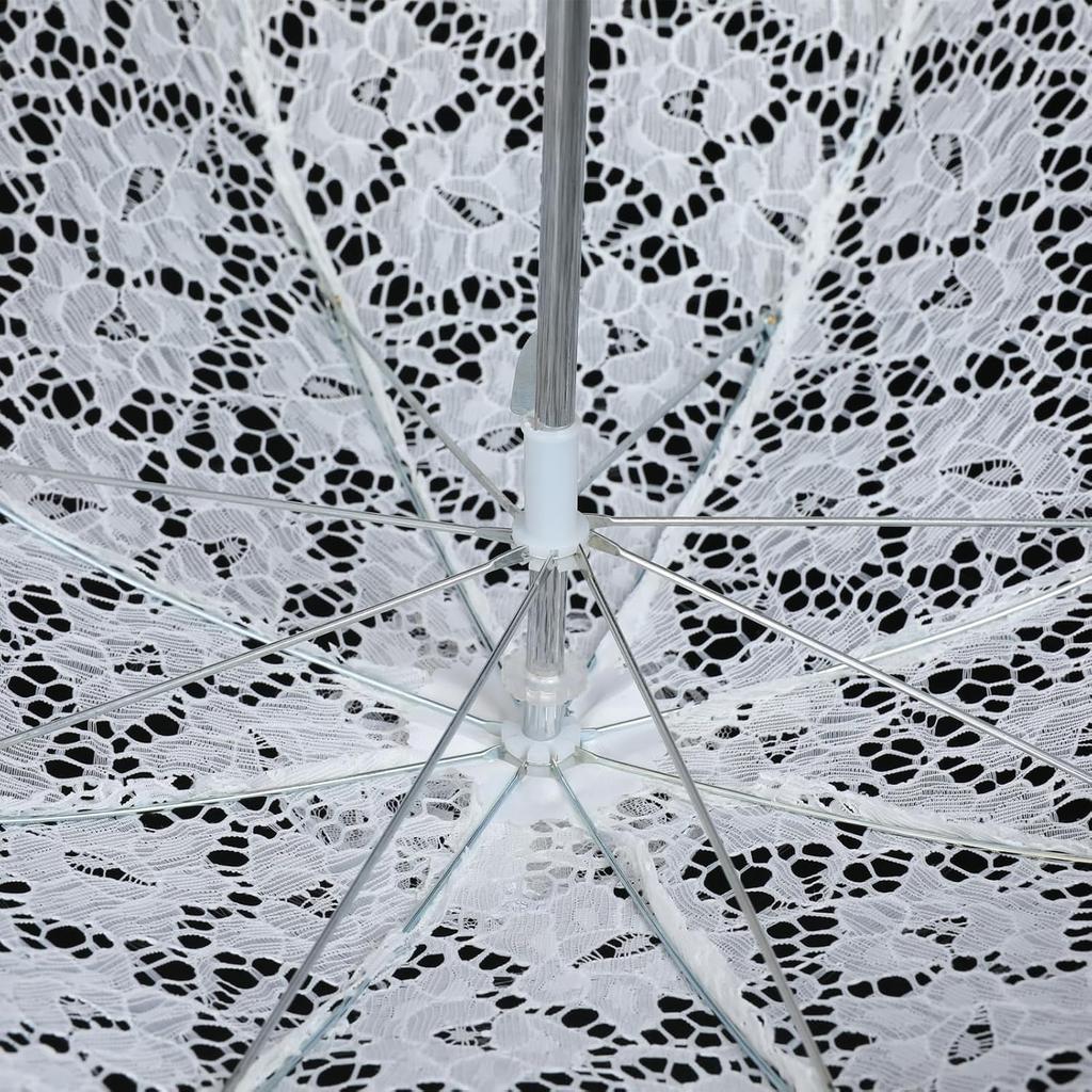 Mini White Lace Umbrella, 16.5x18 Inch Vintage Bridal Lace Decorative Umbrella for Tea Party, Small Photography Prop, Craft Umbrella for Kids,
