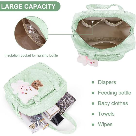 Baby Diaper Bag,Small Diaper Bag Tote Crossbody Diaper Bag Cute Quilted Diaper Bag Baby Travel Shoulder Bag with Strap