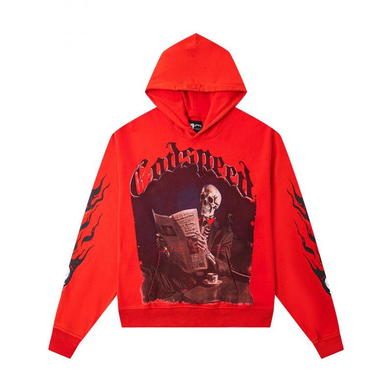 odspeedss autumn and winter new direct injection printing wash water retro pure cotton hip hop beauty trend hoodie sweater