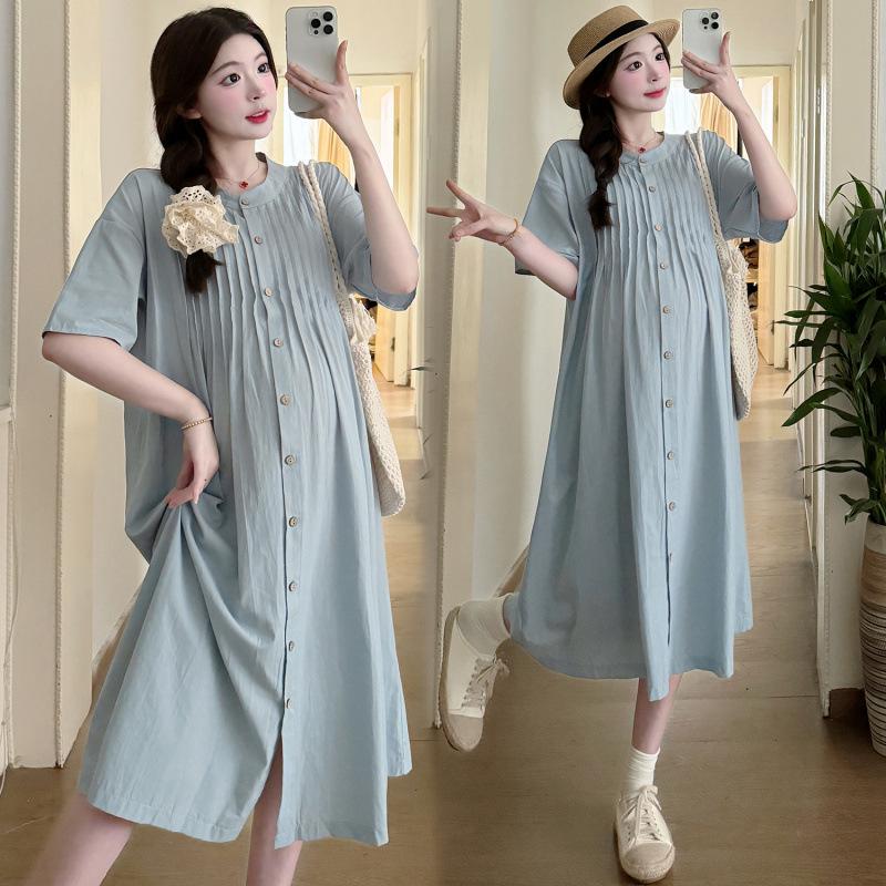 2026 Stylish A-Line Maternity Dress with Short Sleeves Medium