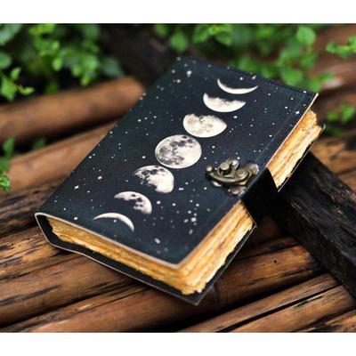 Sun and Moon Handmade Deckle Paper Journal for Men and Women7/5 Grimoire Spell Notebook for Traveling Sketchbook Poetry Book