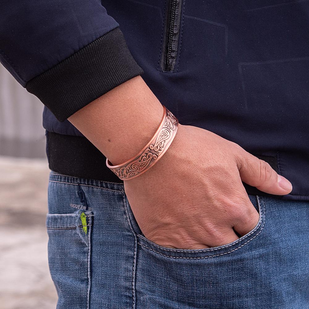 Wikinger Rein-Kupfer Armbänder Herren Verstellbares Armreif Energie Magnetische Armbänder Vorteile Armband Hart Gesundheit Mann Schmuck Knoten Metall