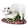 Colorful Cow and Calf Statue Polyresin Statue (12.5 Cm X 7.5 Cm X 7.5 Cm, White and Green)