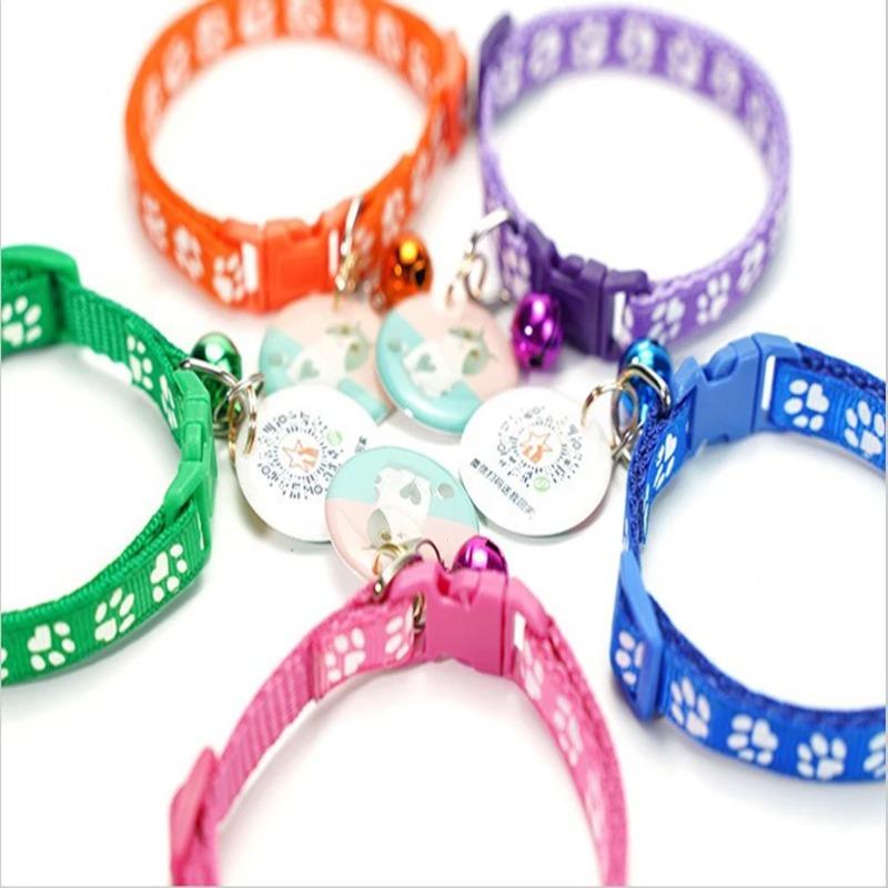 Popular Multi-color Optional Necklace Ring Cat Rope, Cat Bell Collar Dog Print Cat Collar Pet Supplies
