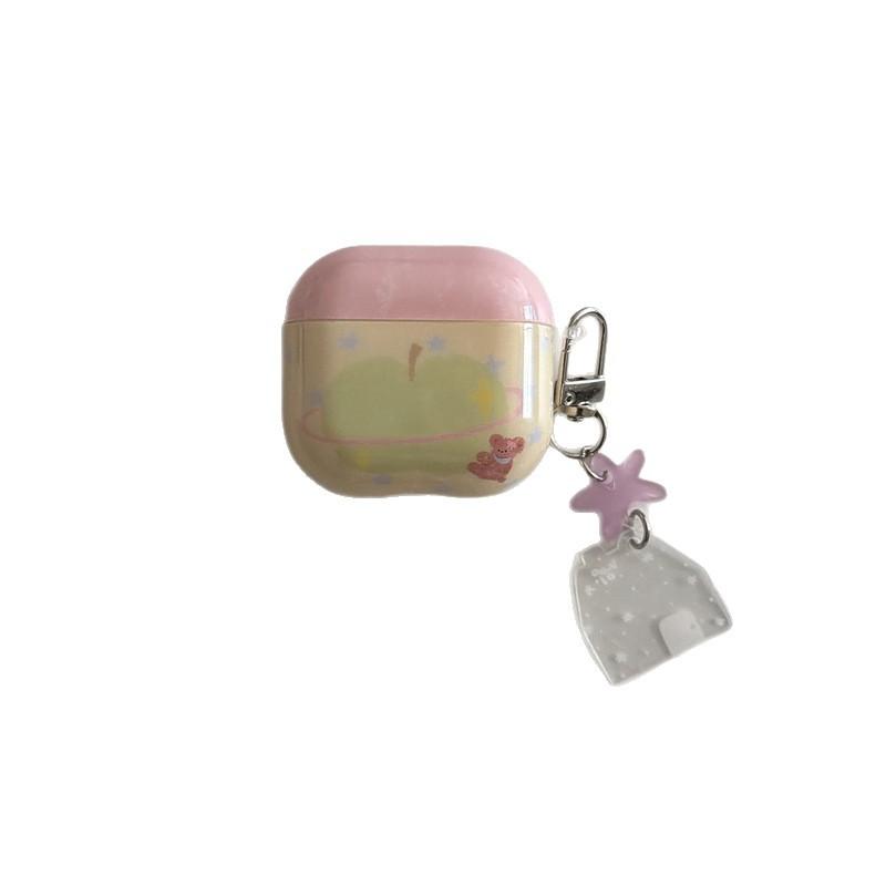 Cute green apple bear AirpodsPro1 earphone case for Apple 1/1/1 generation wireless bluetooth case