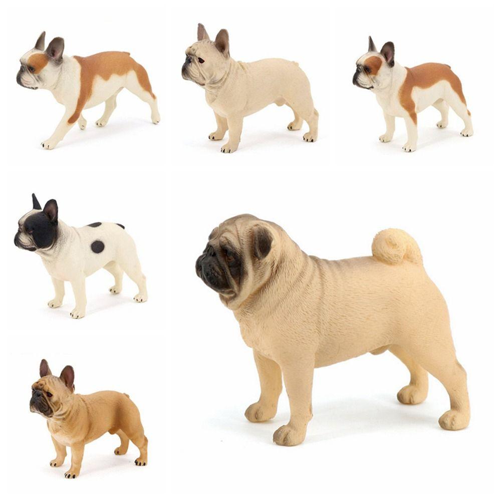 

Farm Dog Bulldog Figurine Realistic French Bulldog Figure Puppy Pet Dog Animal Model Home Decor Style 1