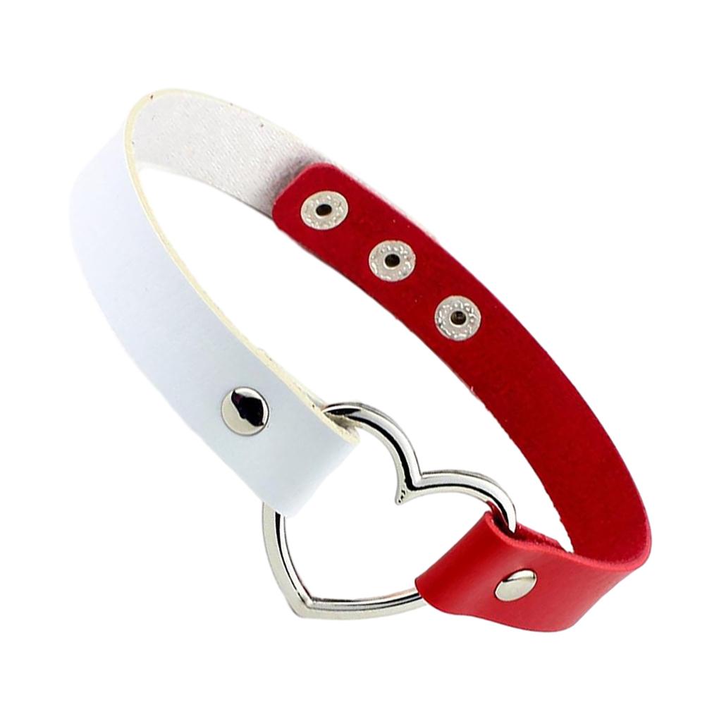 PU Leather Neck Chain Heart Pendant Necklaces Handmade Punk Sweater Chains Choker Jewelry For Girl Body Cosplay