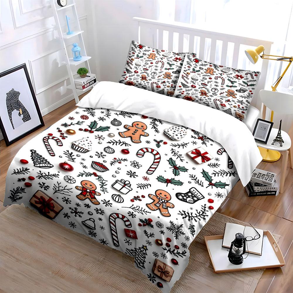 Festive Holiday Charm Bedding Sets Duvet Cover Sets Duvet Covers Pillowcases(1*Duvet Cover 2*Pillowcases Without Duvet Insert)