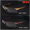 Ultra Light Aluminum Magnesium Sport Sunglasses Men UV400 Gold Rectangle Driving Sun Glasses Outdoor