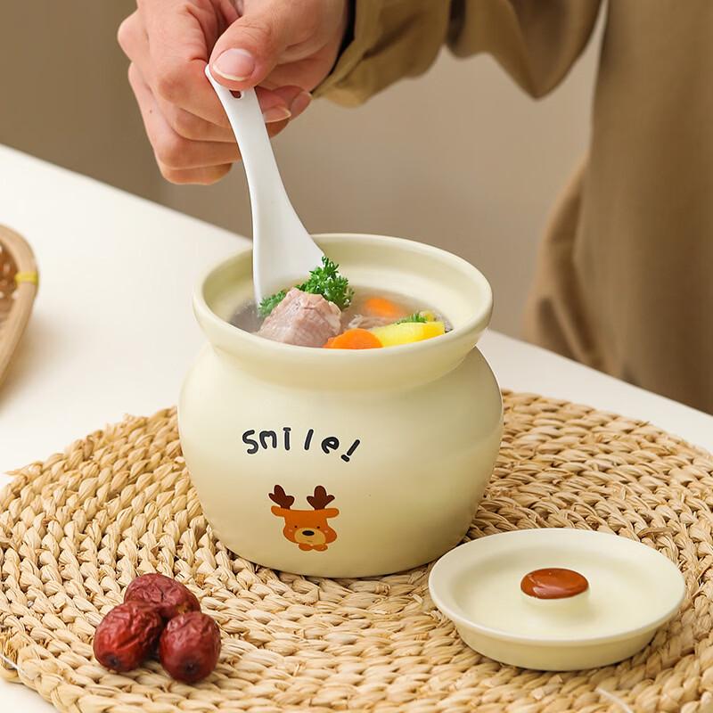 Zhishi Ceramic Stew Pot with Lid, 2-Pack