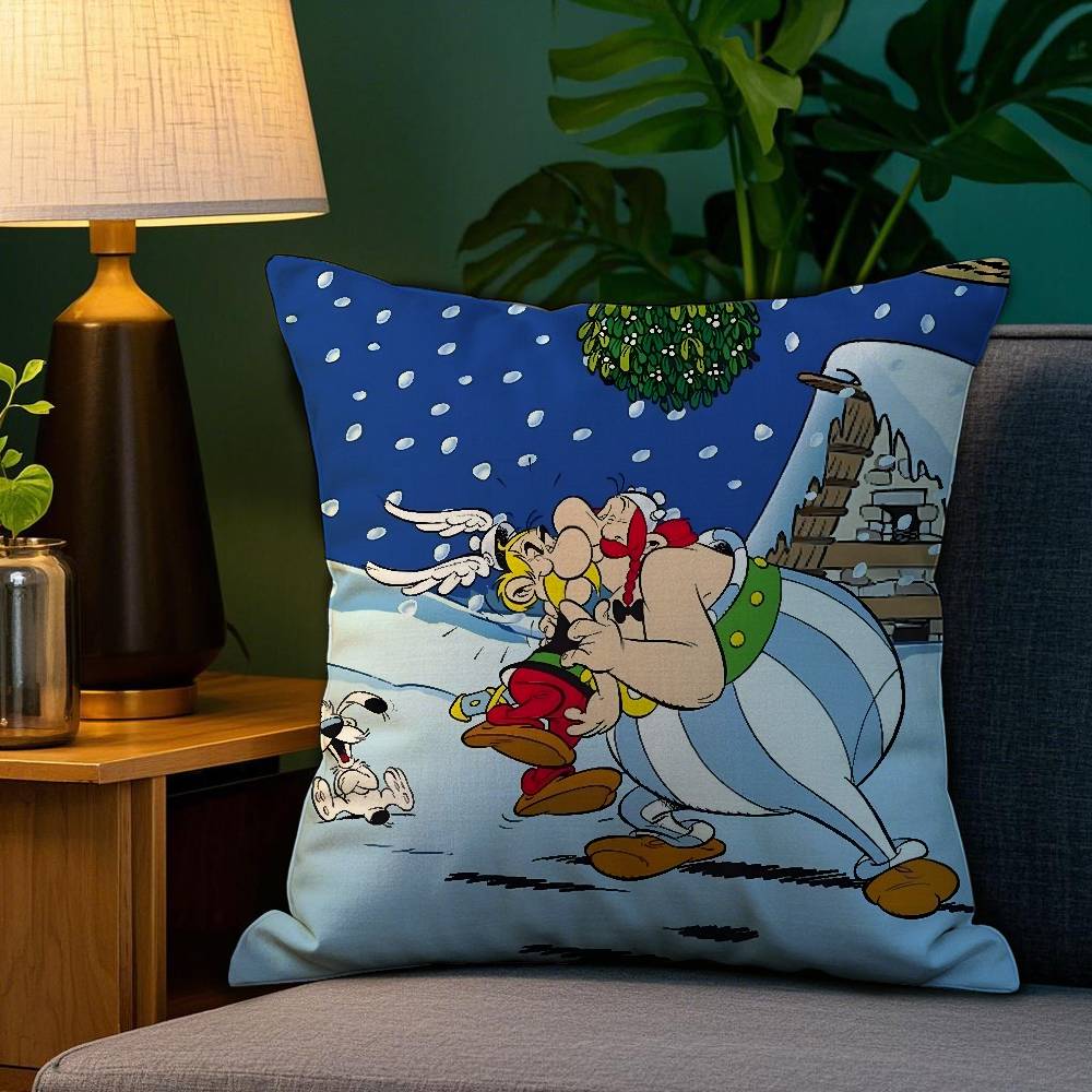 Cartoon A-Asterix And O-Obelix Pillow Case Sofa Living Room Bedroom Double-sided Printing Square Cushion Nap Time Cushion Cover