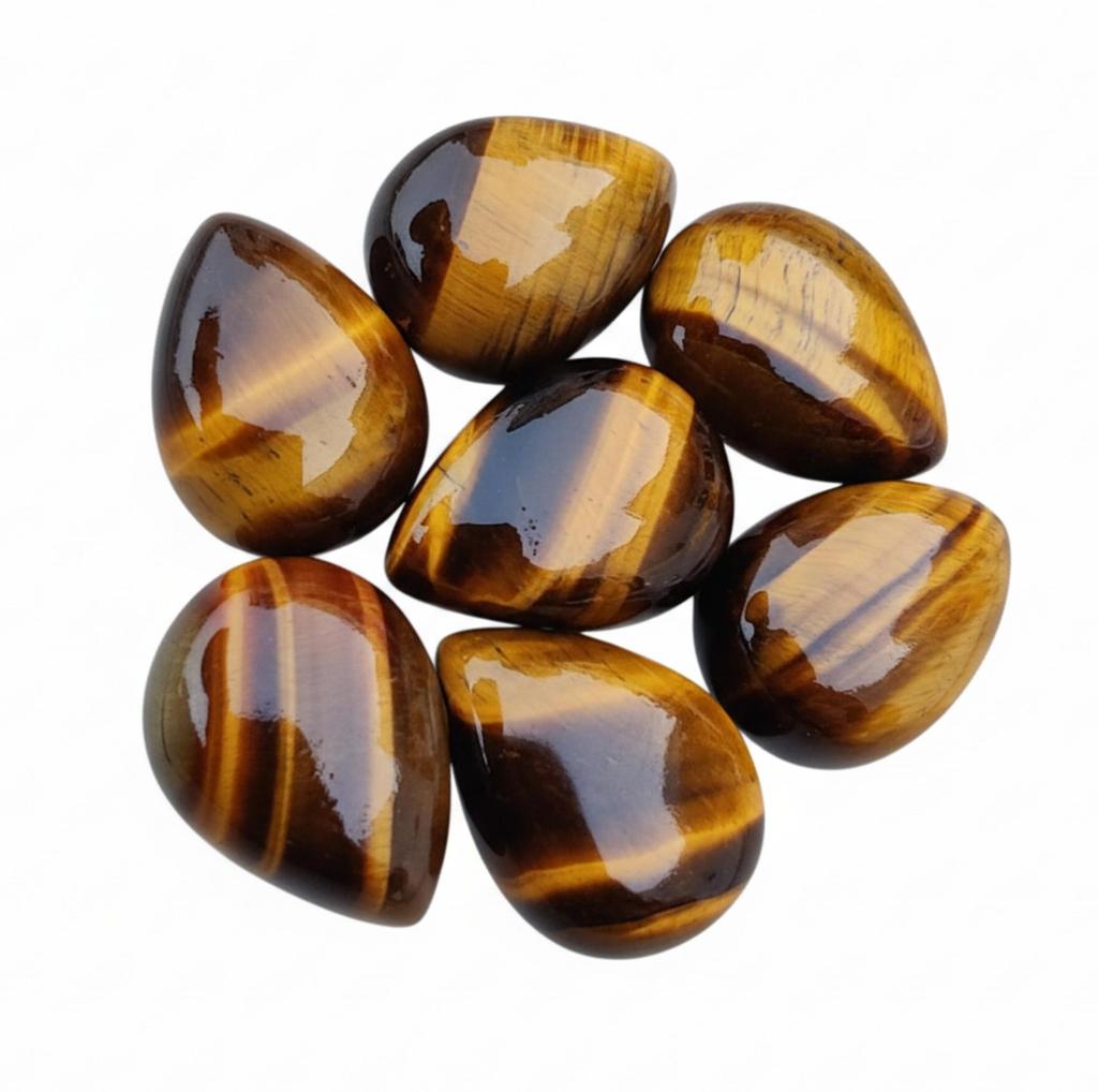 Natural Tiger's Eye Teardrop Cabochons - Polished Golden Tiger's Eye Pear Shaped Stones