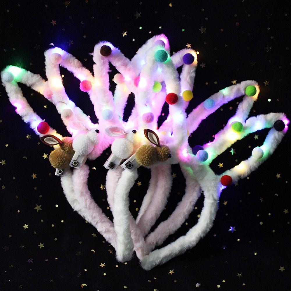 LED Lights Bunny Headwear Fashion LED Lights Headband Rabbit Ears Glow Hair Band  Children