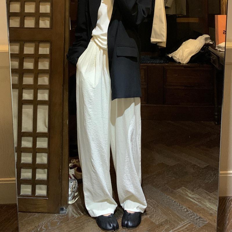 Acetate Velvet Yamamoto Pants Women's Ice Silk Wide-leg Pants Summer Texture Milk Pants Women's Pants Casual and Thin Straight Mopping Pants