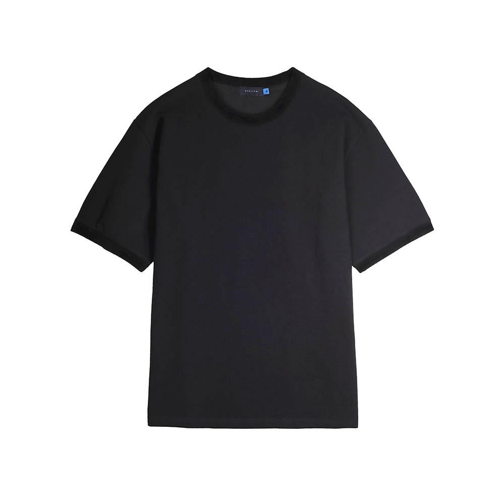 Shoji Ami Pique Round Terry Color Block T-Shirt Black/L