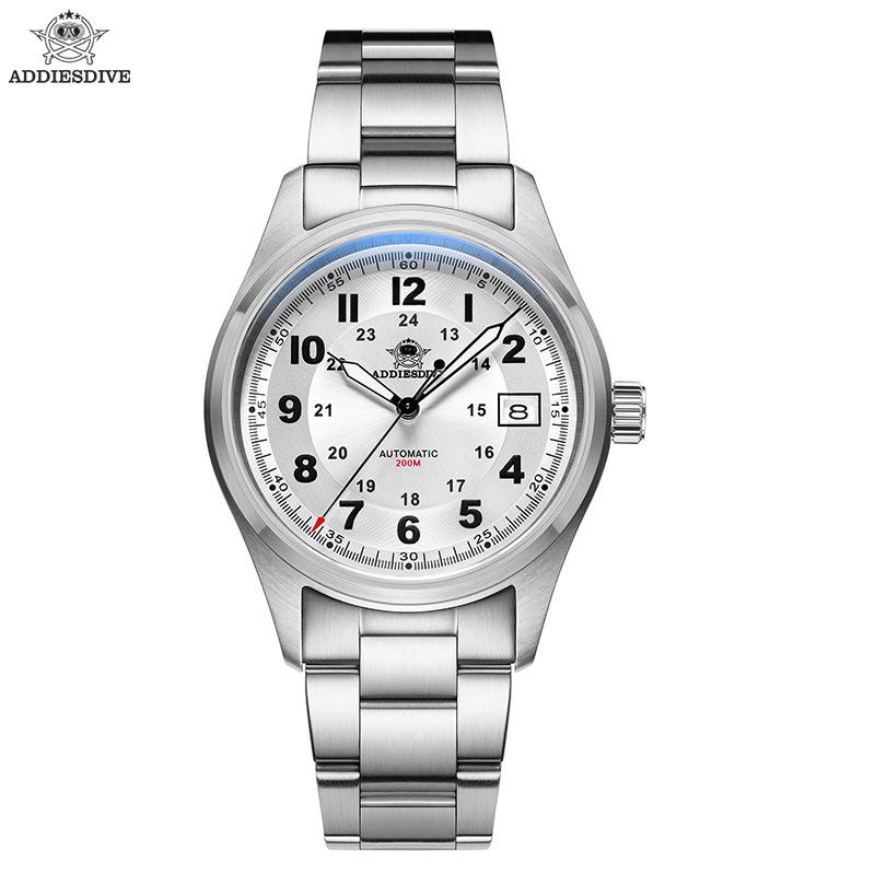 ADDIESDIVE Men's High-End Automatic Mechanical Watch with Calendar, Stainless Steel.