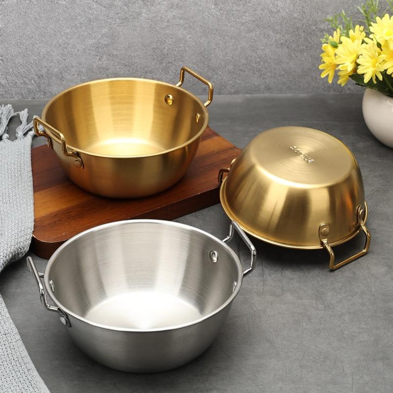 Korean Style Lamian Noodles Pan With Handle Stainless Steel Household Kitchen Pan Snack Kimchi Food Sauce Seasoning Dishes
